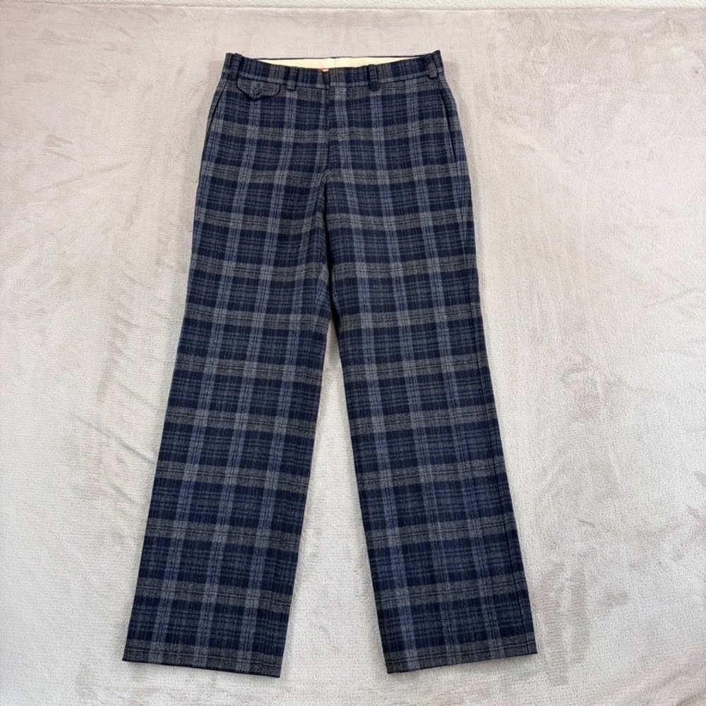 Vintage‎ J Press Trouser Pants in Blue Grey Plaid 100% Wool Men 30x30 Tweed USA